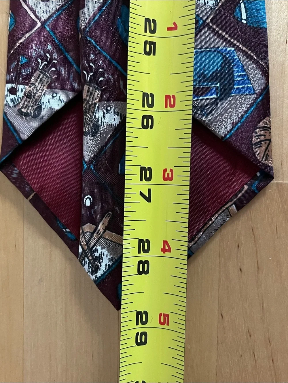 Vtg 90s Multi Sports Novelty Tie Burgundy Blue Dadcore Preppy Thinking Of You